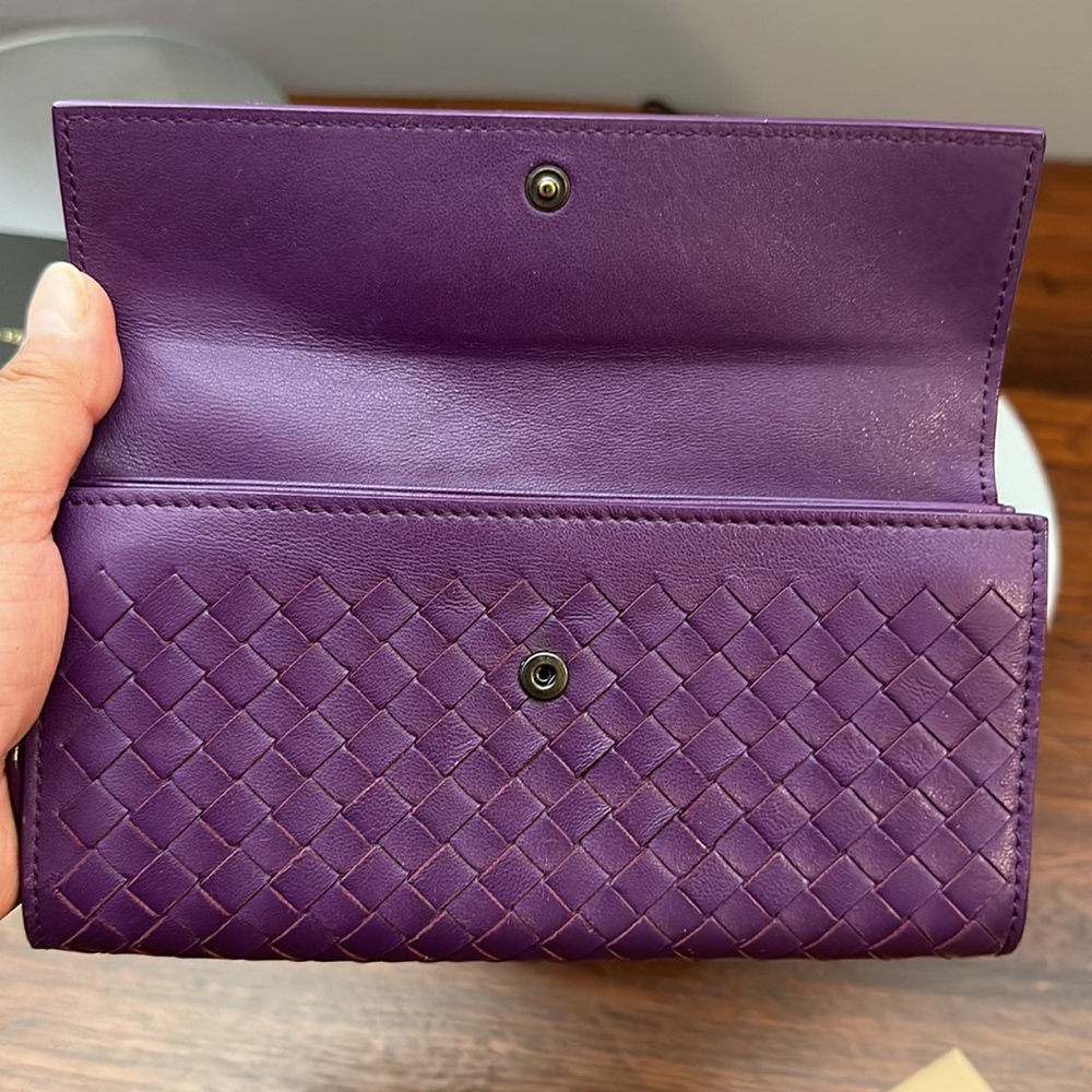 Bottega Veneta Intrecciato Bifold Long Wallet Lambskin Purple - Picture 6 of 14